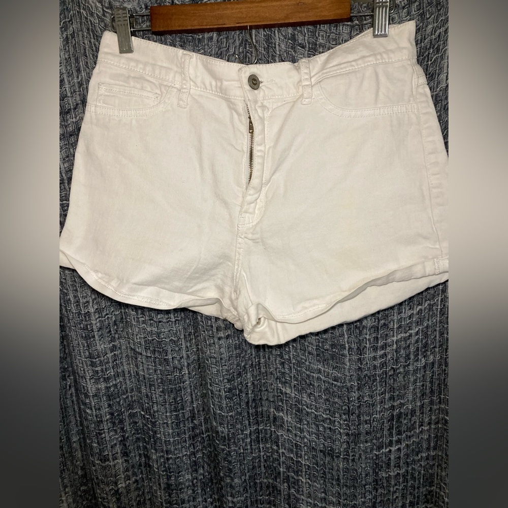 Hollister White Denim Shortie Shorts